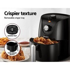 Devanti Air Fryer 2.5L 1200W Black 8 Programs Temp Control 60min Basket Tray