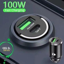 100W Mini Car Charger Lighter Fast Charging for iPhone QC3.0 Mini PD USB Type C