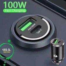 100W Mini Car Charger Lighter Fast Charging for iPhone QC3.0 Mini PD USB Type C