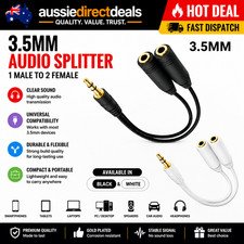 3.5mm Stereo Jack Splitter Audio Cable Share 1 Device to 2 Headphones 20cm GOLD