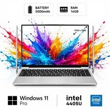 14.1″Laptop Ultra Slim Windows11 Pro 16GB 2TB SSD Gamer Notebook Intel 4405U