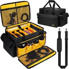 DJ Equipment Bag with 5 Detachable Dividers,DJ Cable File Bag with Laptop and Mi