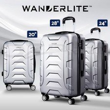 56% off | Wanderlite 3pc Luggage Trolley Travel Suitcase Set TSA Hard Case Shell Strap