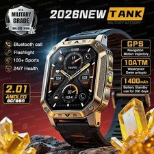 Military Rugged Smart Watch for Men (Call Receive/Dial) Tactical Fitness Tracker