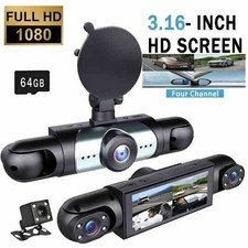 360° Dash Cam 4K Front Rear Inside Left Right Dash Camera with Free 64GB SD Card