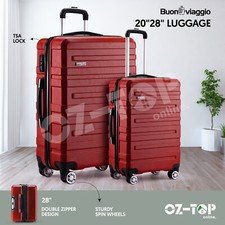 2PCS Luggage Set Suitcase Trolley Case Travel Storage Organiser TSA Lock Red