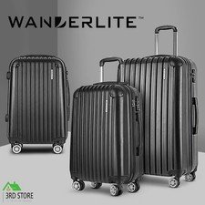 Wanderlite Luggage Sets Suitcase 3pc Set TSA with Scale Storage Organiser BK