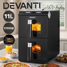 56% off | Devanti Air Fryer 11L LCD Fryers Kitchen Oven Dual Zone Healthy Cooker 1700W