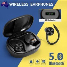 Sweatproof Wireless Bluetooth Earphones Headphones Sport Gym Earbuds Mic LCD