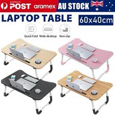 Laptop Bed Table Foldable Lap Standing Desk with Cup Slot for Indoor