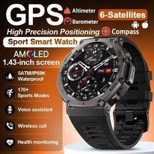 GPS Smart Watch Men 5ATM Waterproof AMOLED Bluetooth Call Fitness Tracker