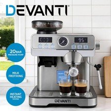 32% off | Devanti Coffee Machine Espresso Latte Maker with Grinder Milk Frother Steam Wand