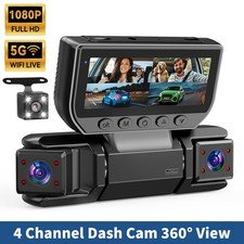 WiFi Wireless Dash Cam 1080P Front Rear and Inside Camera G-Sensor Night Vision