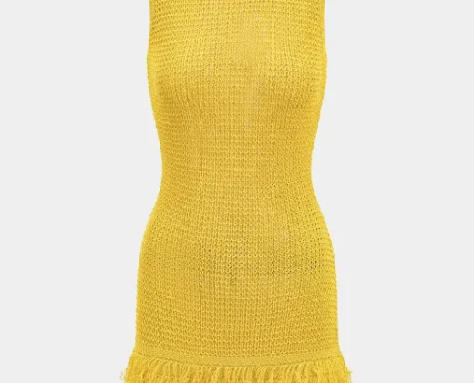 Micas Women’s Knit Fringe Sleeveless Slim Fit Bodycon Dress