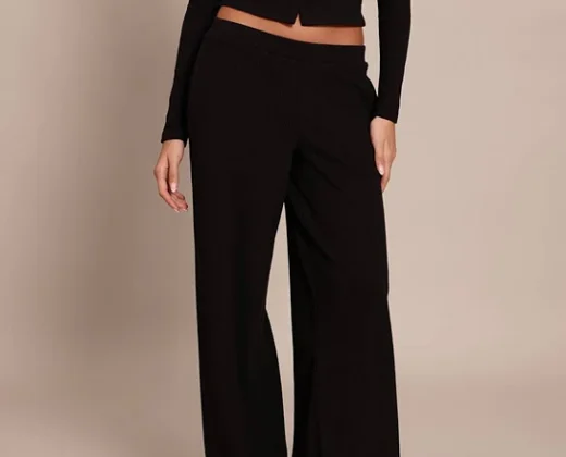60% off | Women’s Rib Drawstring Low Rise Straight Leg Trousers