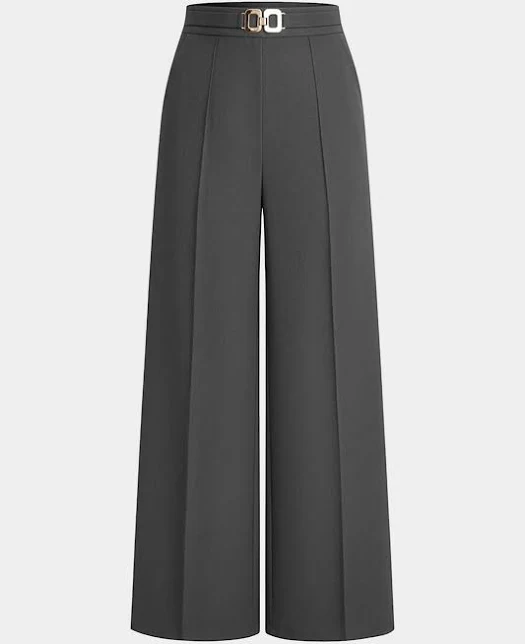 Micas Women’s Office Ready Solid Belted Wide Leg Pants