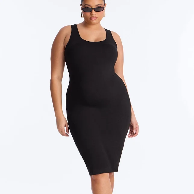 53% off | Fashion Nova Sleeveless Scoop Neck Double Scoop Midi Dress