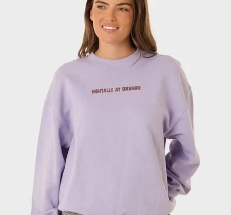 40% off | Edited Women’s Drop Shoulder Crew Neck Printed Sweater, Light Purple, Size 6