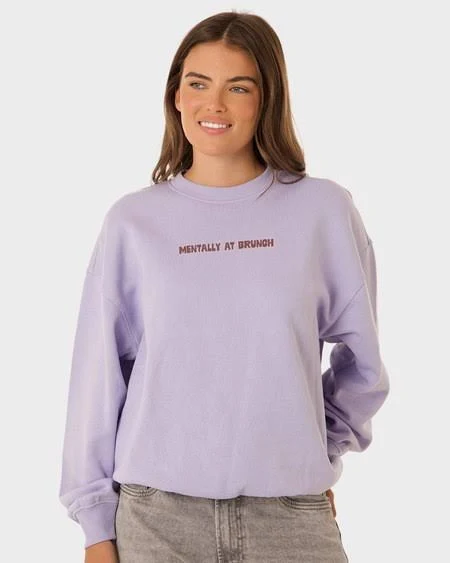40% off | Edited Women’s Drop Shoulder Crew Neck Printed Sweater, Light Purple, Size 6