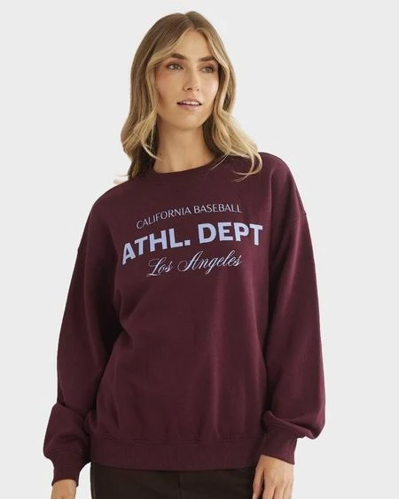 40% off | Edited Women’s Drop Shoulder Crew Neck Printed Sweater, Dark Purple, Size 8
