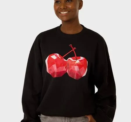 40% off | Edited Women’s Drop Shoulder Crew Neck Printed Sweater, Black, Size 12