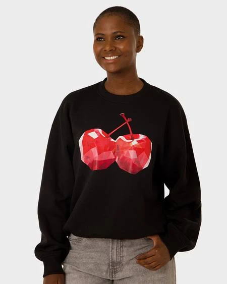 40% off | Edited Women’s Drop Shoulder Crew Neck Printed Sweater, Black, Size 12