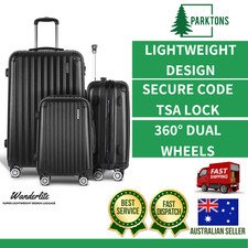 Wanderlite Luggage Sets Suitcase 3pc Set TSA with Scale Storage Organiser BK