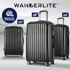 72% off | Wanderlite 3pcs LuggageTrolley Set Travel Suitcase Storage Organiser TSA Black