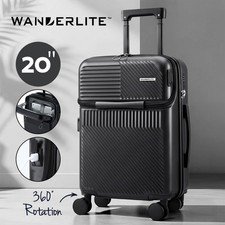 40% off | Wanderlite 20″ Luggage Suitcase Front Pocket Travel Carry On TSA Black