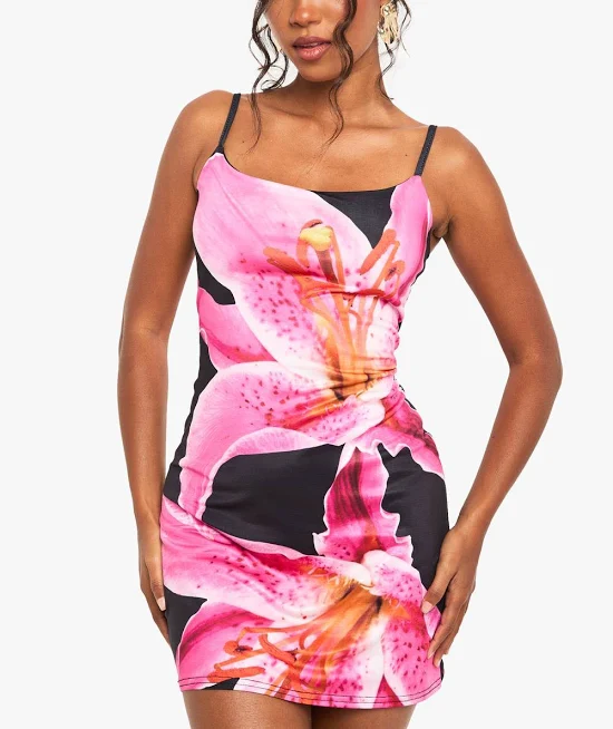 50% off | Boohoo Women’s Floral Print Strappy Mini Dress