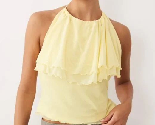 50% off | ASOS Design Mesh ruffle Halter Cami Top