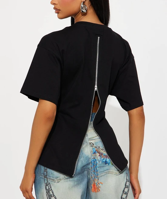 29% off | Fashion Nova Zipper Detail Short Sleeve T-Shirt
