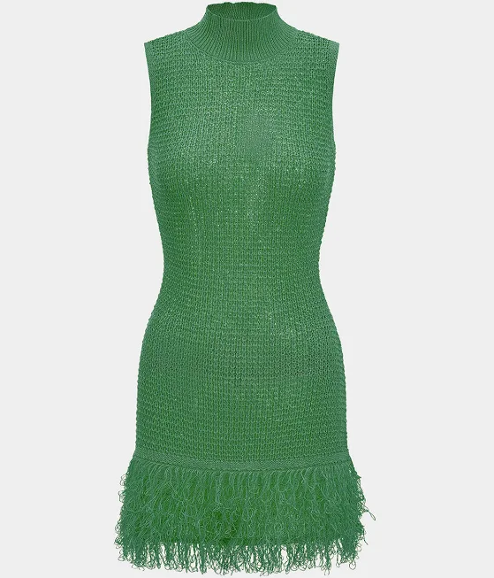 Micas Women’s Knit Fringe Sleeveless Slim Fit Bodycon Dress