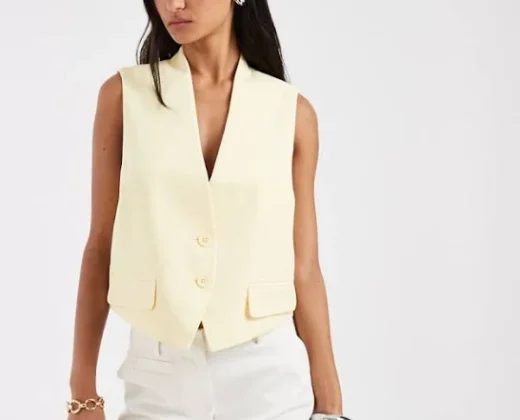 30% off | Pieces tailored waistcoat in pastel yellow
