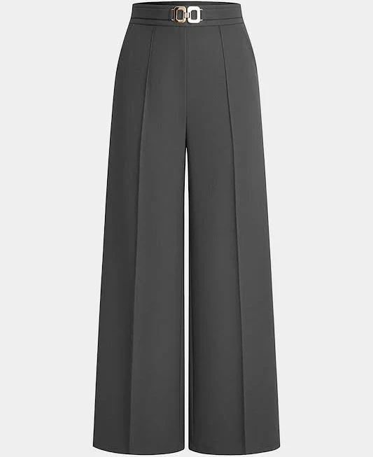 Micas Women’s Office Ready Solid Belted Wide Leg Pants