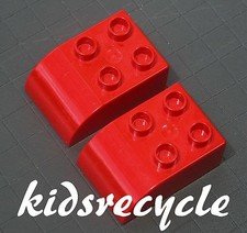 Lego DUPLO Red 2×3 Curved Bricks BLOCKS (2 pieces) Part 2302 (Pick-up Welcome)