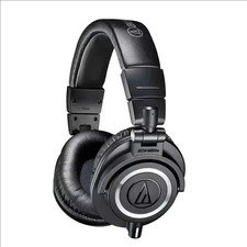 Audio Technic ATHM50X Black Studio Monitor Headphones + Case & Cables ATH-M50X