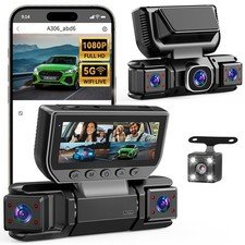 4 Ch Dash Cam 5GHz WiFi Front Rear and Inside with Night Vision G-Sensor for Car