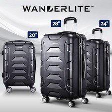 56% off | Wanderlite 3pc Luggage Trolley Travel Suitcase Set TSA Hard Case Lightweight