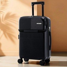 Wanderlite 20″ Luggage Suitcase Front Pocket Travel Carry On TSA Black