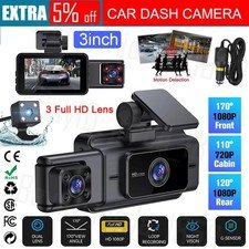 1080P Car Dash Camera Dual Cam Video DVR Recorder Front-Inside-Rear Night Vision
