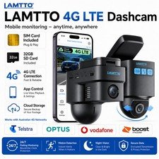 4G LTE Dash Cam with GPS Remote Live View Dual Camera 1080P Parking Monitor 32GB