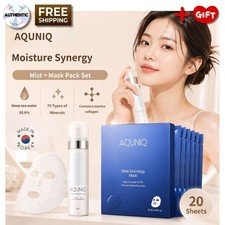 AQUINIC Deep Sea Water Mist 80ml +Sheet Mask 20pcs Korean Skincare Set Hydrating