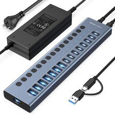 8% off | Acasis Power USB 3.2 Hub 10Gbps 16 Port On/Off Switch USB C/A Adapter for Laptop