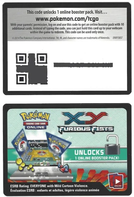 Pokemon Tcgo (ptcgo) Xy Furious Fists Unused Booster Pack Enxy3bst