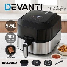 63% off | Devanti 5.5L Air Fryer LCD Air Fryers Grill Combo Healthy Cooker Oil Free 1500W
