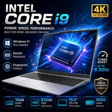 15.6″ Windows 11 Pro Laptop i9-9900 16GB RAM 512GB SSD Backlit Fingerprint