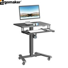 74% off | Ergomaker Mobile Standing Desk with Wheels, Rolling Laptop Cart Pneumatic Table