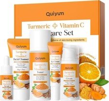 Natural Skin Care Set Turmeric Vitamin C Skincare Kit 5PCS Cleanser Toner Serum