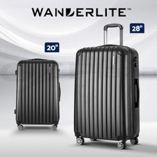58% off | Wanderlite 2pcs Luggage Trolley Set Travel Suitcase Carry On Hard Case Black